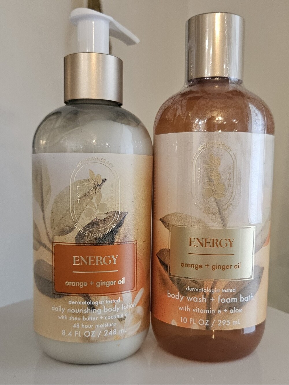 BRAND NEW Bath & Body Works Energy Orange Ginger Body Lotion & Wash Set